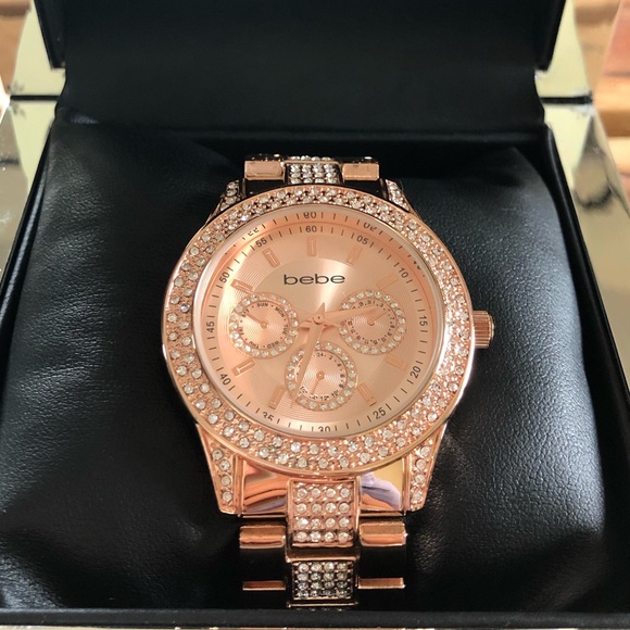 Bebe Accessories Rose Gold And Crystal Bebe Watch Poshmark